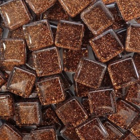 Pâtes de verre pailletées CHOCOLAT marron 1 × 1 cm vendues par 100 g, 300 g et 600 g