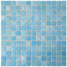 Emaux de Briare MARQUISES bleu piscine pour mosaïque 2,5 × 2,5 cm sur filet vendus à la plaque