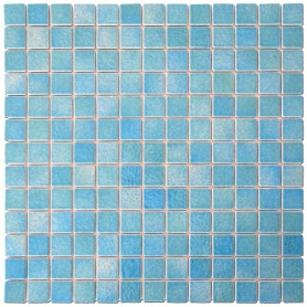 Emaux de Briare MARQUISES bleu piscine pour mosaïque 2,5 × 2,5 cm au m2 vendus par boîte de 9 plaques