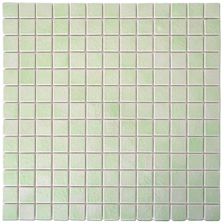 Emaux de Briare BAHIA vert amande brillants pour mosaïque 2,5 × 2,5 cm au m2 vendus par boîte de 9 plaques