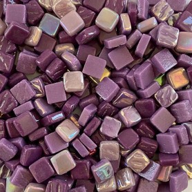 Micro Pâte de verre espagnole violet PRUNE 8 x 8 mm