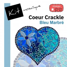 Kit mosaïque COEUR Bleu Marbré