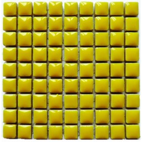 Mini-porcelaine 1 × 1 cm couleur CITRON jaune vif pour mosaïque vendue à la plaque