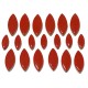 Céramiques Pétales COQUELICOT rouge vif émaillées pour mosaïque disposées en ligne et par taille