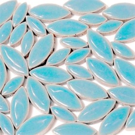 Céramiques Pétales PERVENCHE bleu clair émaillées pour mosaïque mélange de 2 tailles