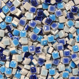Micro-porcelaine 5 × 5 mm cocktail ÉTÉ camaïeu de bleu pour mosaïque 