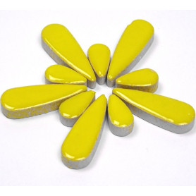 Céramiques Gouttes d’eau MIMOSA jaune émaillées pour mosaïque mélange de 2 tailles vues de profil