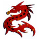 Support Bois en forme de Dragon décoré avec des Emaux de Briare PIVOINE, PRUNELLE et POLLEN