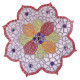 Support bois forme Mandala décoré avec des Emaux de Briare couleur CAMPANULE, FUCHSIA, MARJOLAINE et MANDARINE