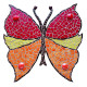 Support bois forme Papillon décoré avec des Emaux de Briare couleur MANDARINE, PIVOINE, GENET et CACAO et des billes de verre