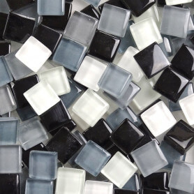 Pâtes de verre translucides Cocktail Réglisse 1 × 1 cm mélange gris noir