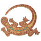 Support bois forme Lézard décoré avec des Emaux de Briare couleur TUILE, CORIANDRE, POLLEN et BUIS