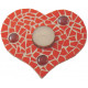 Support bougeoir cœur décoré avec des Emaux de Briare PIVOINE et des billes de verre DIABOLO FRAISE