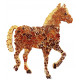 Mini support Bois forme de Cheval décoré avec de la mosaïque Crackle marron doré