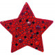 Support bois étoile décoré avec des Emaux de Briare PIVOINE, des cailloux de verre GRENADE et des billes de verre DIABOLO FRAISE