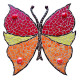 Support bois Papillon décoré avec des Emaux de Briare PIVOINE, MANDARINE et GENET et des billes de verre SMARTIES