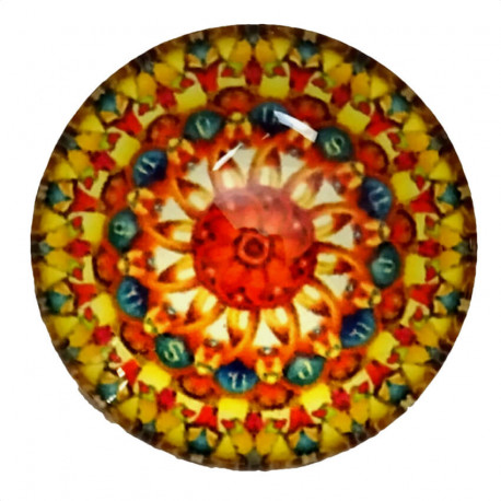 Joli rond motif Mandala de couleur ambre 2,5 x 2,5 cm