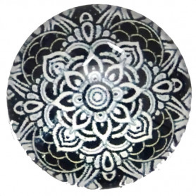 Joli rond motif Mandala de couleur noir et blanc 2,5 x 2,5 cm