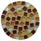 Kit Mosaïque 2 Supports bois Dessous de verre ronds décorés avec des pâtes de verre translucides et pailletées camaïeu marron