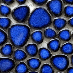 Galets japonais en grès COBALT bleu émaillés à l’effet craquelé mélange aléatoire de tailles vendus par 100 g ou 300 g