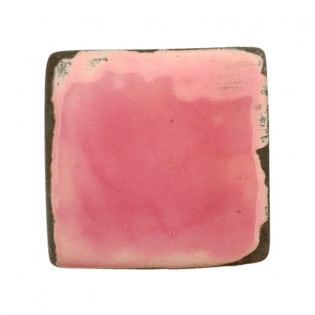 Céramique artisanale émaillée technique du raku CARRÉ rose pour mosaïque vue de face