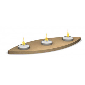 Bougeoir ovale en bois 3 emplacements pour bougies chauffe-plat à décorer en mosaïque 30 cm