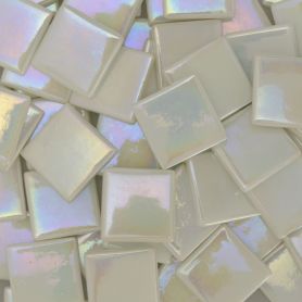 Pâtes de verre espagnoles BLANC iridescent de 2,5 × 2,5 cm