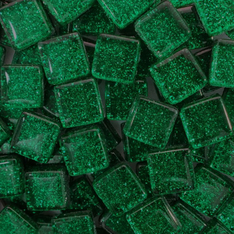 Pâtes de verre pailletées ÉMERAUDE vert 1 × 1 cm vendues par 100 g, 300 g et 600 g