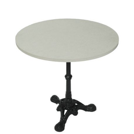 Table bistrot composée d’un plateau rond 70 cm en médium et d'un piètement en fonte massif laqué noir style rétro