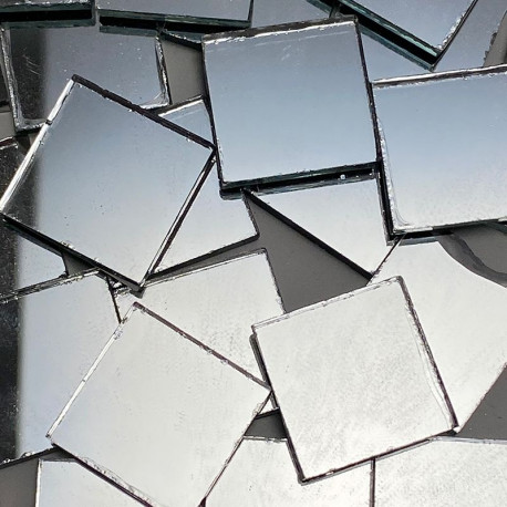 Tesselles de miroir ARGENTÉ 2 × 2 cm pour mosaïque vendues par 100 g