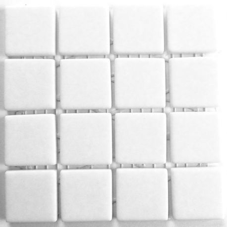 Emaux 24 Blanc 2,35 × 2,35 cm vendus à la mini-plaque de 16 carreaux