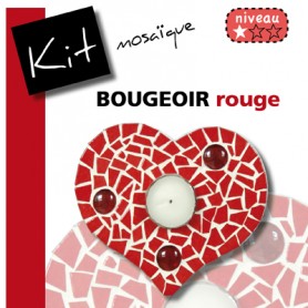 Kit mosaïque Bougeoir CŒUR ROUGE