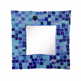 Miroir concave 23 cm décoré avec de la mosaïque bleue vendu au profit de l’association Un Arc en Ciel pour Clara 20 €