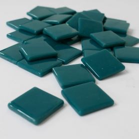 Pâte de verre espagnole unie BLEU CANARD bleu vert 2,5 × 2,5 cm