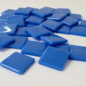Pâte de verre espagnole unie CURAÇAO GLACÉ bleu intense 2,5 × 2,5 cm