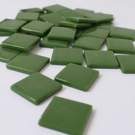 Pâte de verre espagnole unie OLIVE VERTE vert foncé 2,5 × 2,5 cm