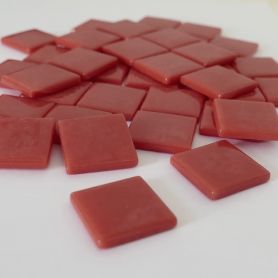 Pâte de verre espagnole unie PASTÈQUE rouge rosé 2,5 × 2,5 cm