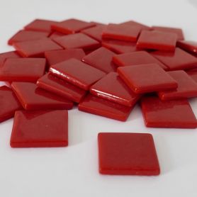 Pâte de verre espagnole unie POIVRON ROUGE rouge 2,5 × 2,5 cm