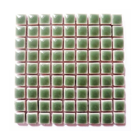 Mini-porcelaine 1 × 1 cm couleur BAMBOU vert clair pour mosaïque vendue à la plaque