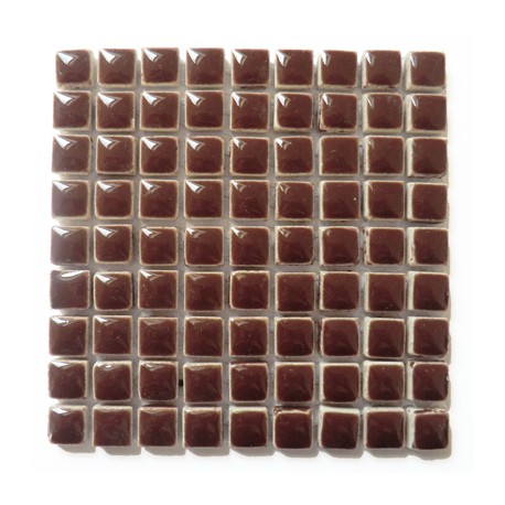 Mini-porcelaine 1 × 1 cm couleur CHOCOLAT marron foncé pour mosaïque vendue à la plaque