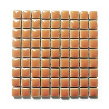 Mini-porcelaine 1 × 1 cm couleur CLÉMENTINE orange pour mosaïque vendue à la plaque
