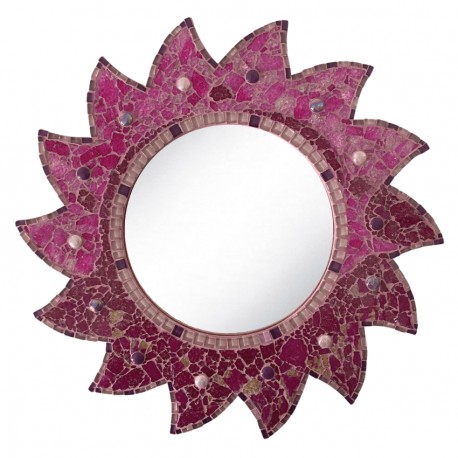 Miroir soleil 38 cm décoré en crackle et translucides vendu au profit de l’association Un Arc en Ciel pour Clara 65 €