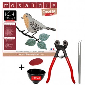 Pack mosaïque Oiseau comprenant le kit mosaïque Oiseau et le kit outils mosaïque complet Loisirs