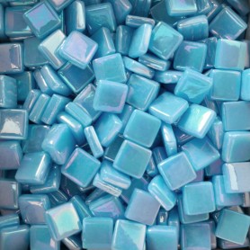 Mini pâtes de verre espagnoles iridescentes bleu turquoise MIAMI de 1,2 x 1,2 cm
