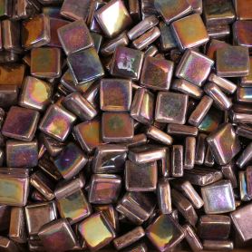 Mini pâtes de verre espagnoles iridescentes marron foncé LASCAUX de 1,2 x 1,2 cm