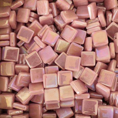 Mini pâtes de verre espagnoles iridescentes rose JAÏPUR de 1,2 x 1,2 cm