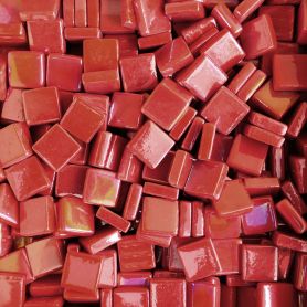 Mini pâtes de verre espagnoles iridescentes rouge vif BOMBAY de 1,2 x 1,2 cm