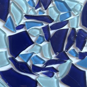 Pâtes de verre translucides givrées de forme aléatoire Camaïeu Bleu