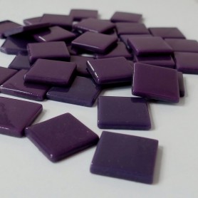 Pâte de verre espagnole unie FIGUE violet foncé 2,5 × 2,5 cm