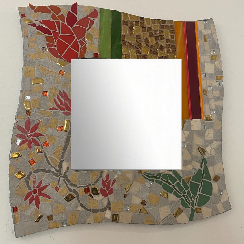 H-BEI Miroir Mural en mosaïque de Verre, Miroir décoratif en